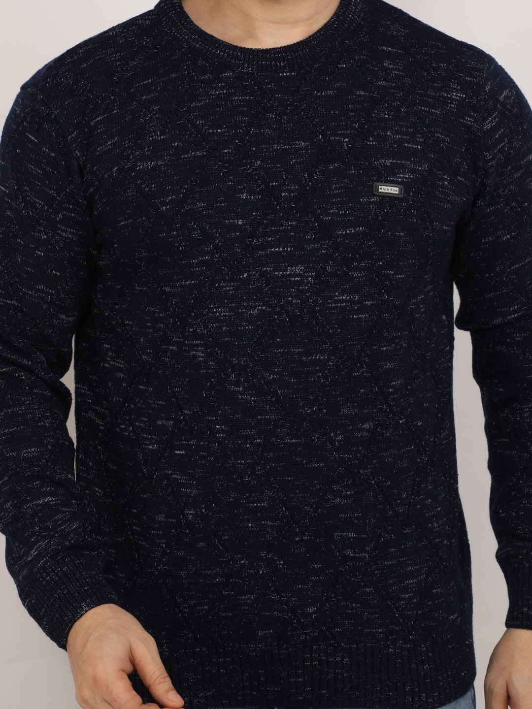 Jacquard Dark Navy Melange Sweater
