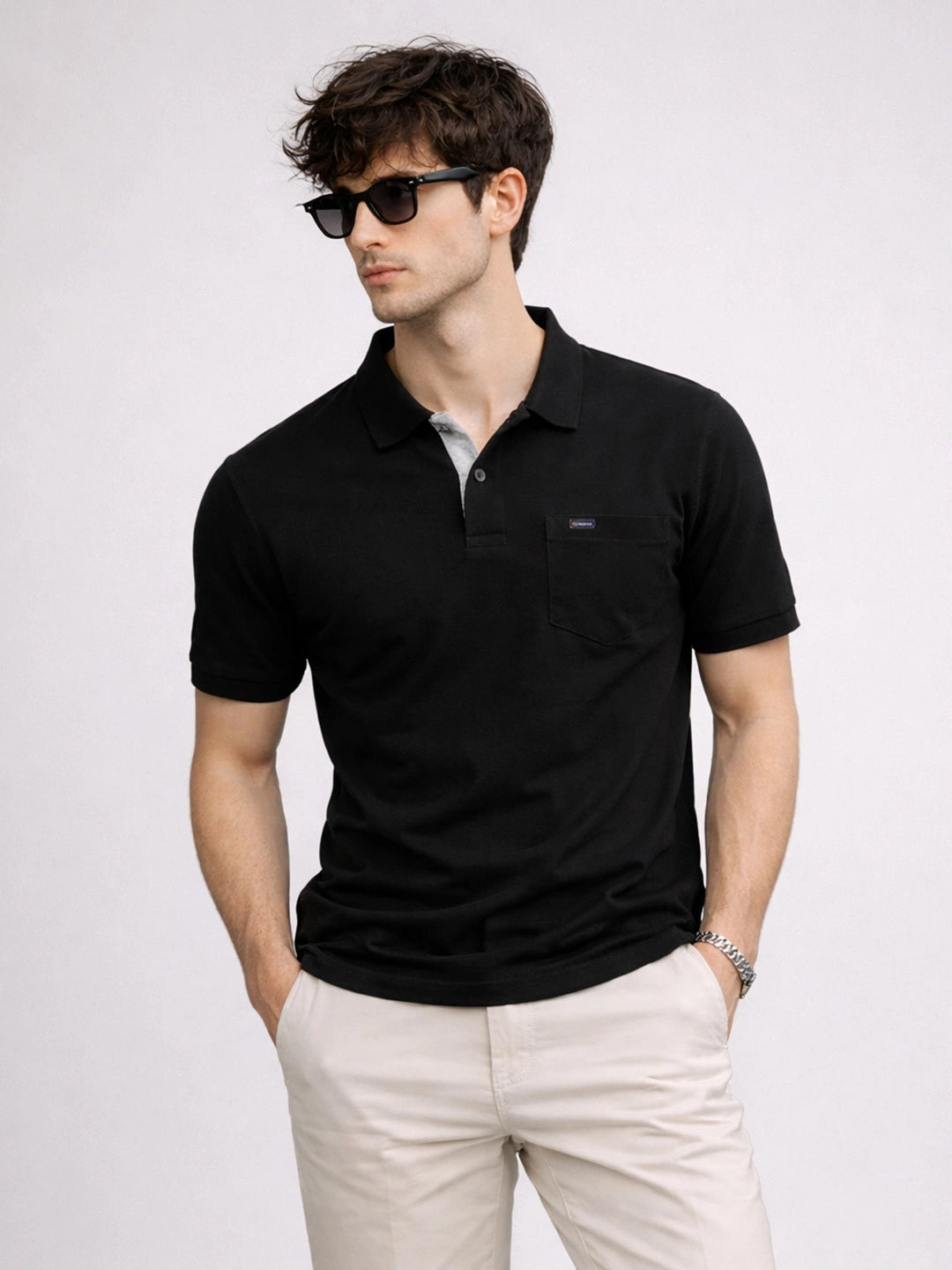 トップス CACHALOT POLO JERSEY BLACK / SIZE3 LARGE 505 Cult Black Polo T-Shirt
