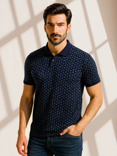 Graffiti Drop Navy Polo T-Shirt