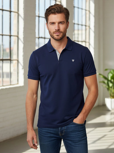 KF Ink Blue Solid Polo Regular Fit T-Shirt