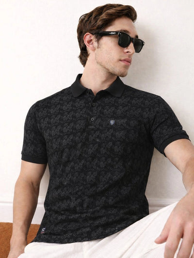 Black Polo Printed T-Shirt