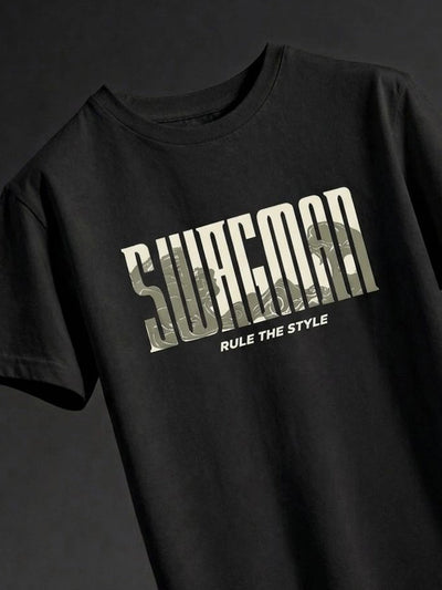 Black Printed Crew T-Shirt