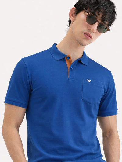KF Royal Blue Solid Polo T-Shirt