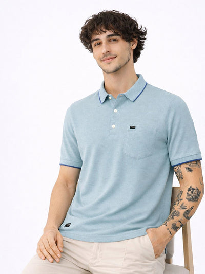 Blue Solid Polo T-Shirt