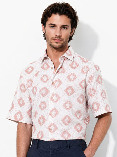 White Red Printed Shirt