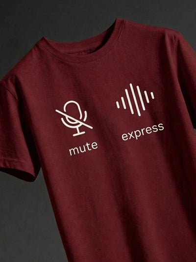 Burgundy Printed Crew T- Shirt