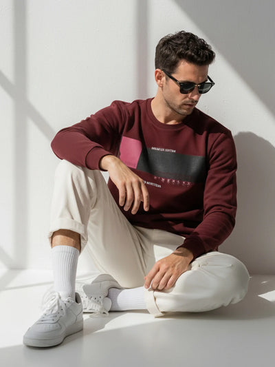 Wine Printed Sweatshirt
