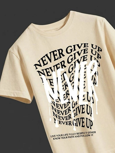 Beige Backprint Crew T-Shirt