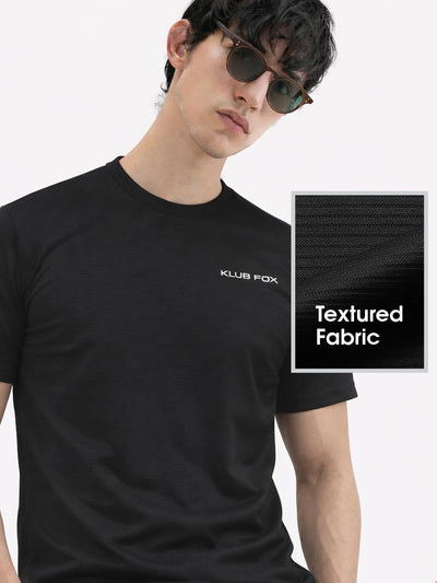High IQ Textured Black Crew T-Shirt