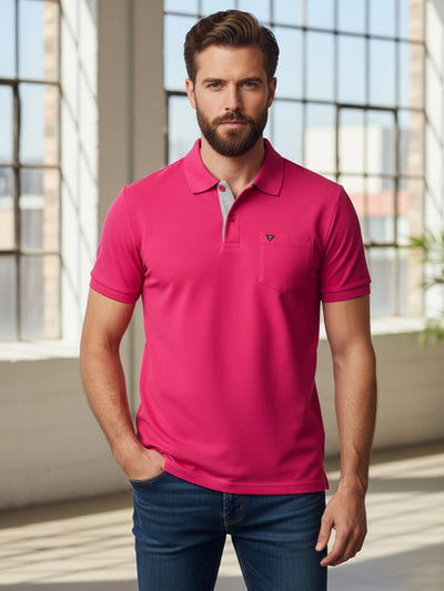 KF Rani Pink Solid Polo Regular Fit T-Shirt