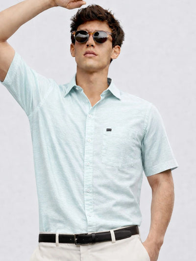 Aqua Blue Printed Shirt