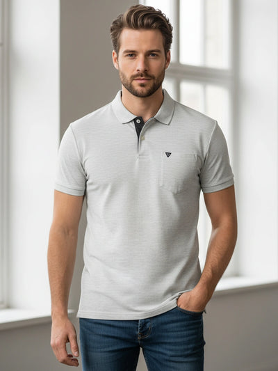 KF Ecru Melange Solid Polo Regular Fit T-Shirt
