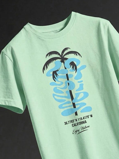 Light Green Backprint Crew T- Shirt
