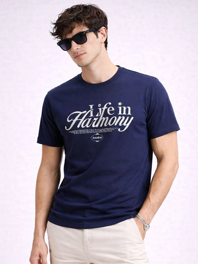 Navy Printed Crew T-shirt