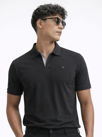 KF Anthra Melange Solid Polo T-Shirt