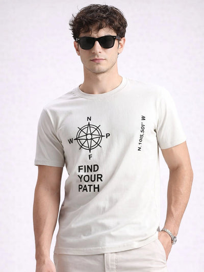 Light Grey Printed Crew T-Shirt