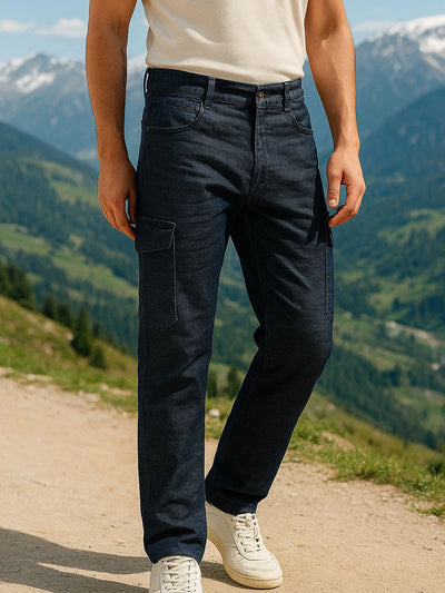 6 Pocket Stretchable Stone Grey Cargo Denim