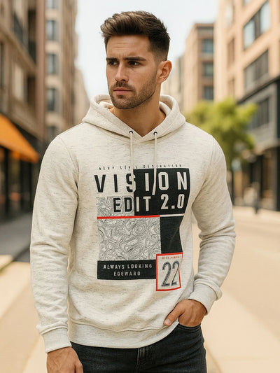 White Printed Hoodie Sweatshirt