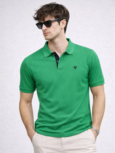 KF Neon Green Solid Polo  T-Shirt