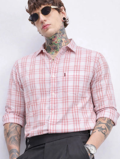 Peach Checkered Shirt
