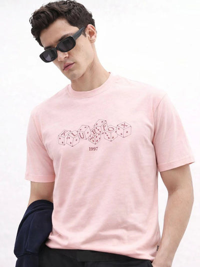 Peach Printed Crew T-Shirt