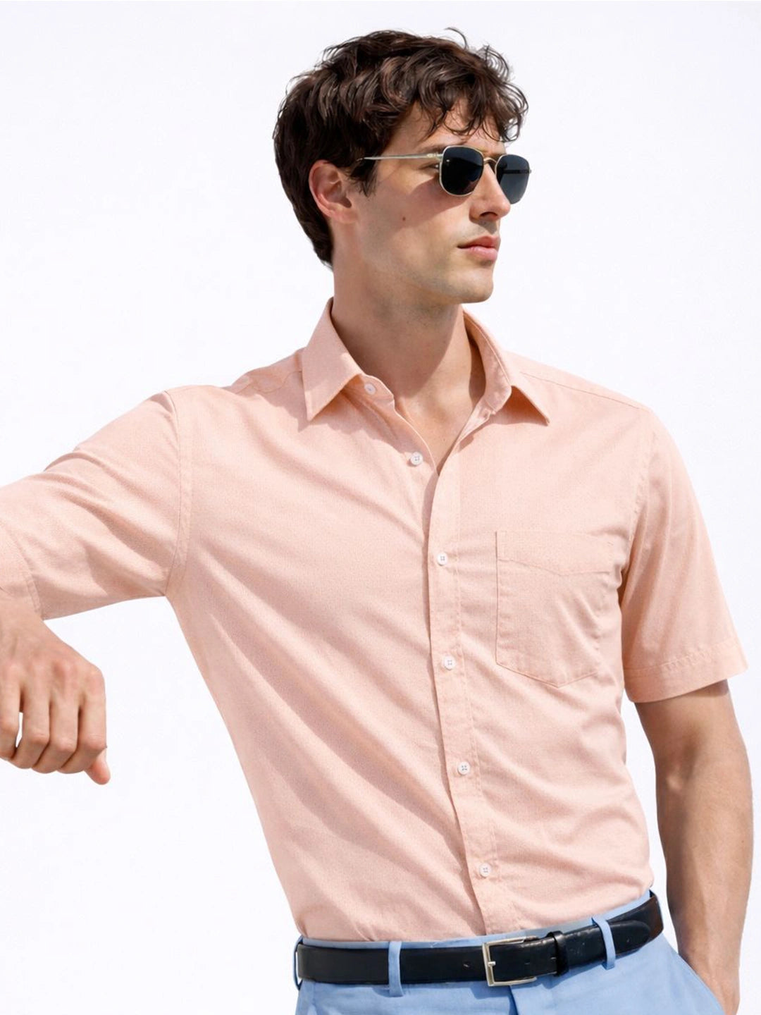 Peach Dobby Solid Shirt
