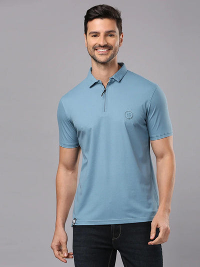 Airforce Blue Solid Polo T-Shirt