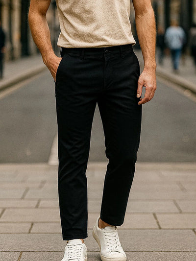 Stretchable Midnight Black Narrow Chino Pants
