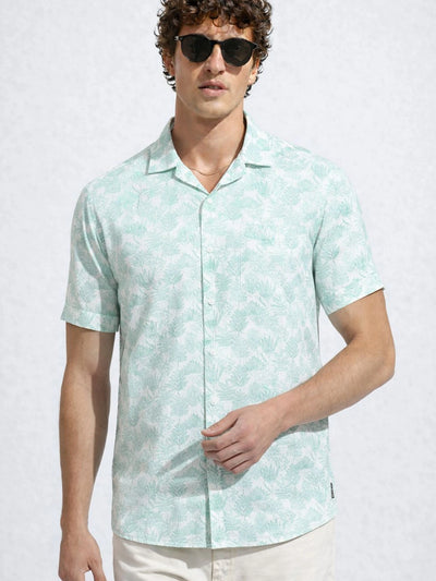 Teal Blue Printed Shirt