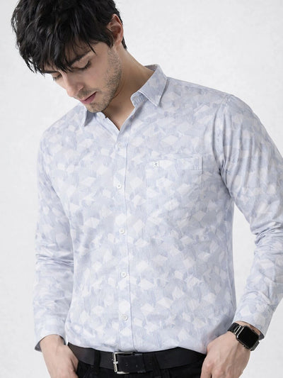 Blue White Printed Shirt