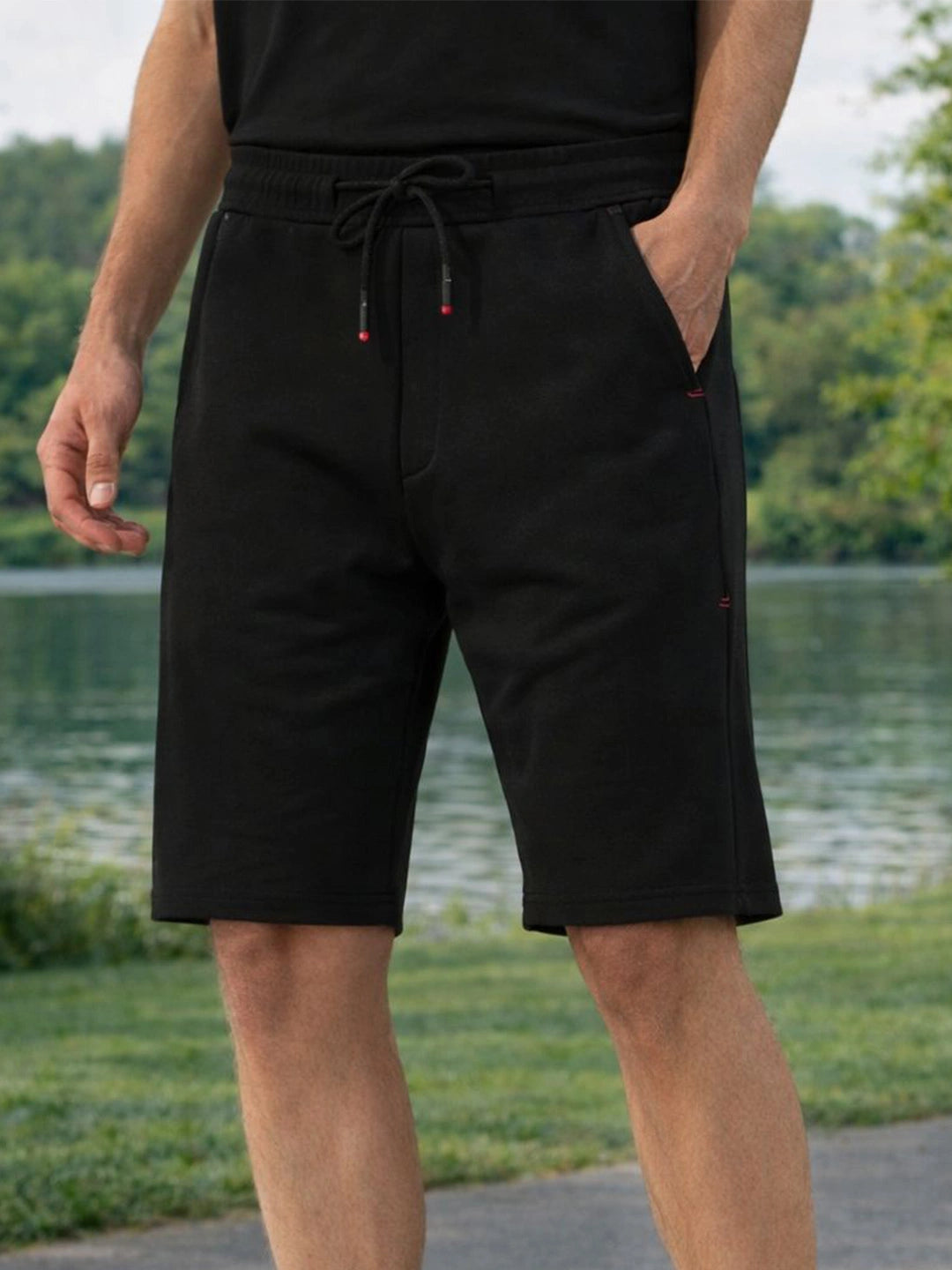 Zip Pocket Black Shorts