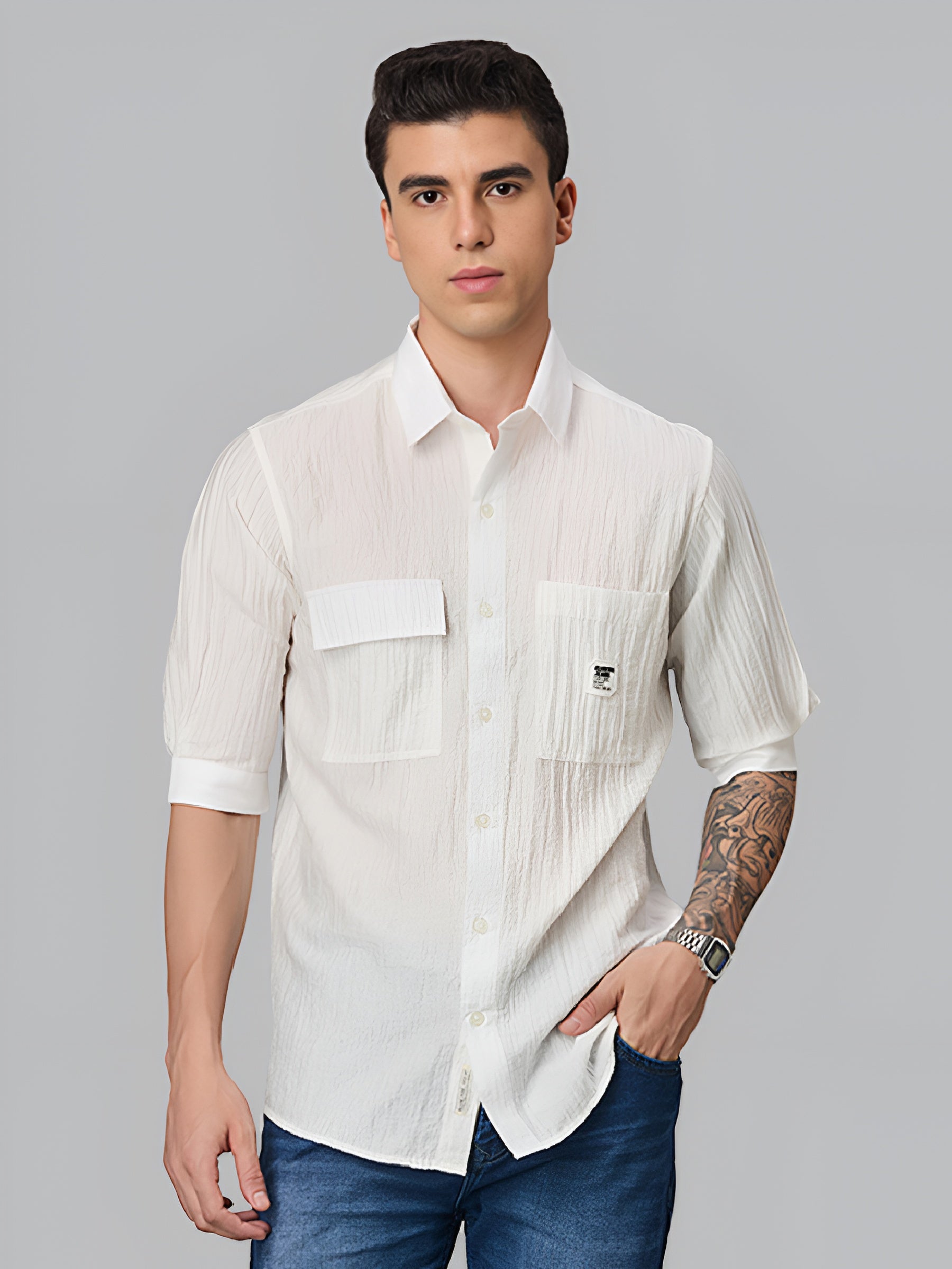 White Textured Shirt