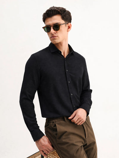 Black Self Stripes Shirt