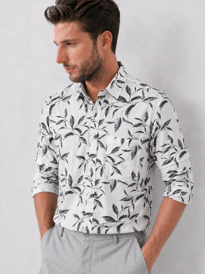 Summer Travel White Printed Shirt