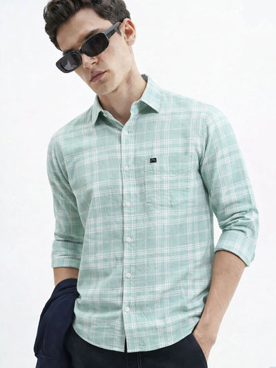 Sea green Checkered Shirt