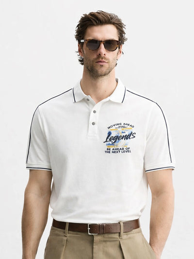 White Printed Premium Polo T-Shirt