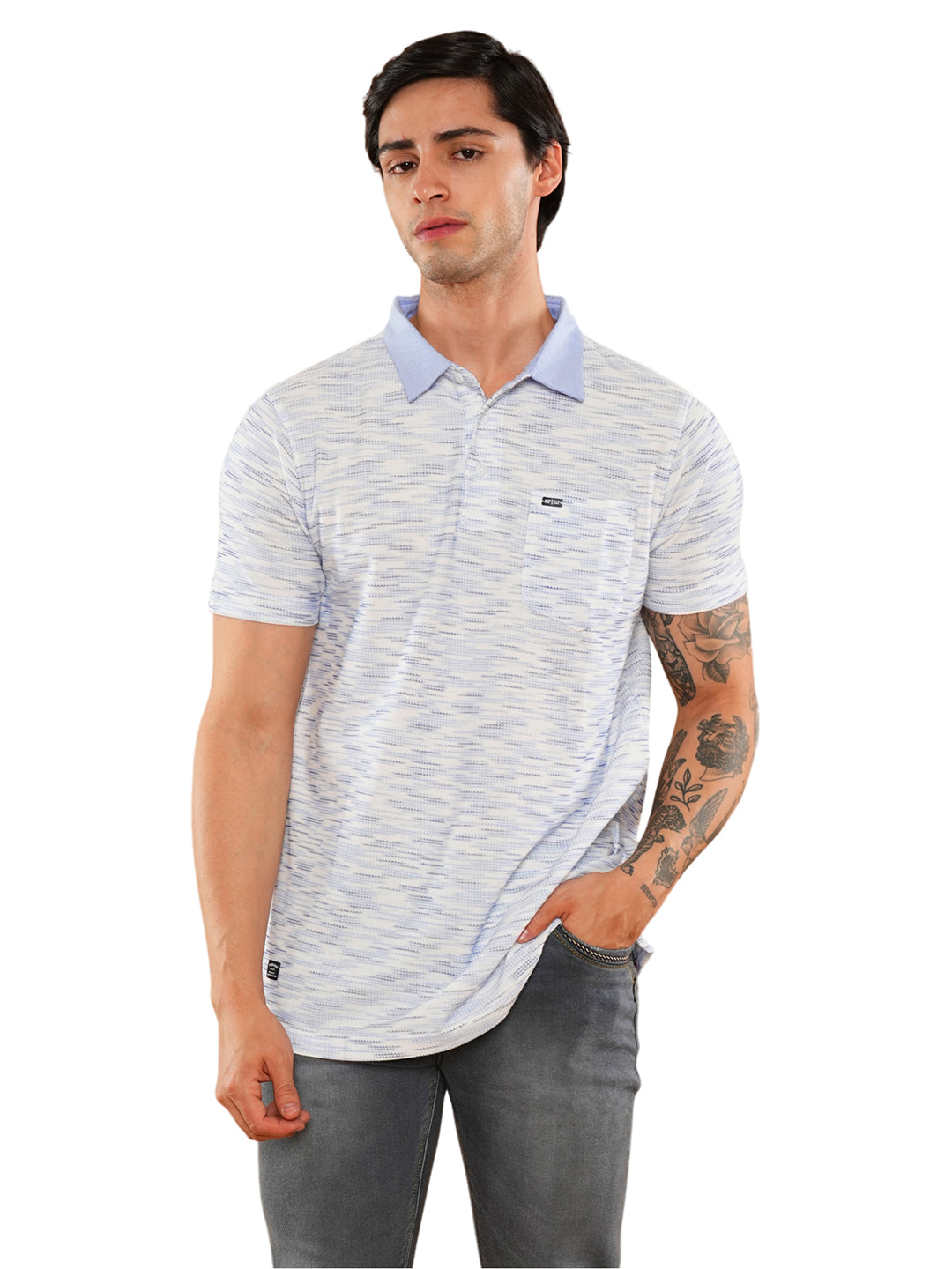 Blue Solid Polo Regular H/S T-Shirt