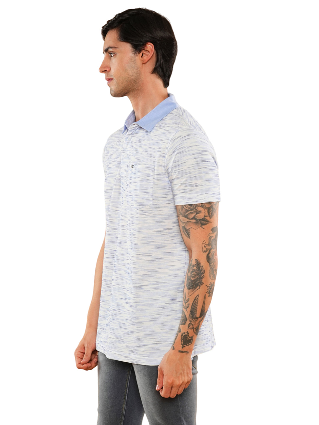 Blue Solid Polo Regular H/S T-Shirt