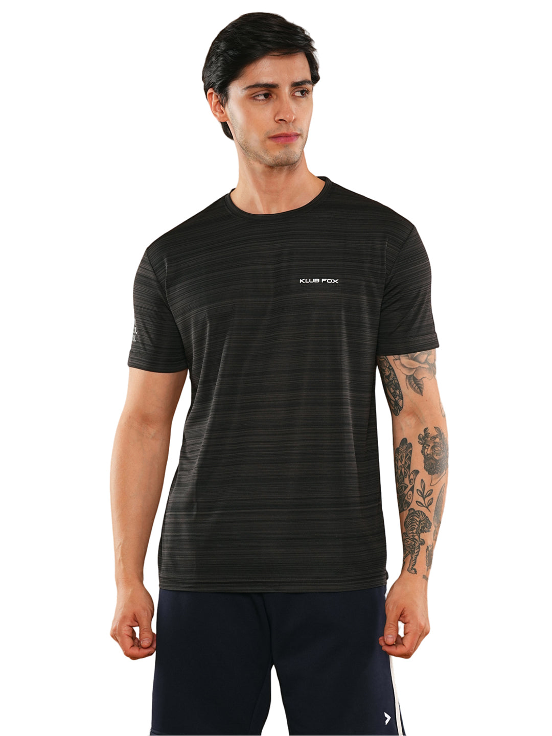 Black Solid Round Regular H/S T-Shirt