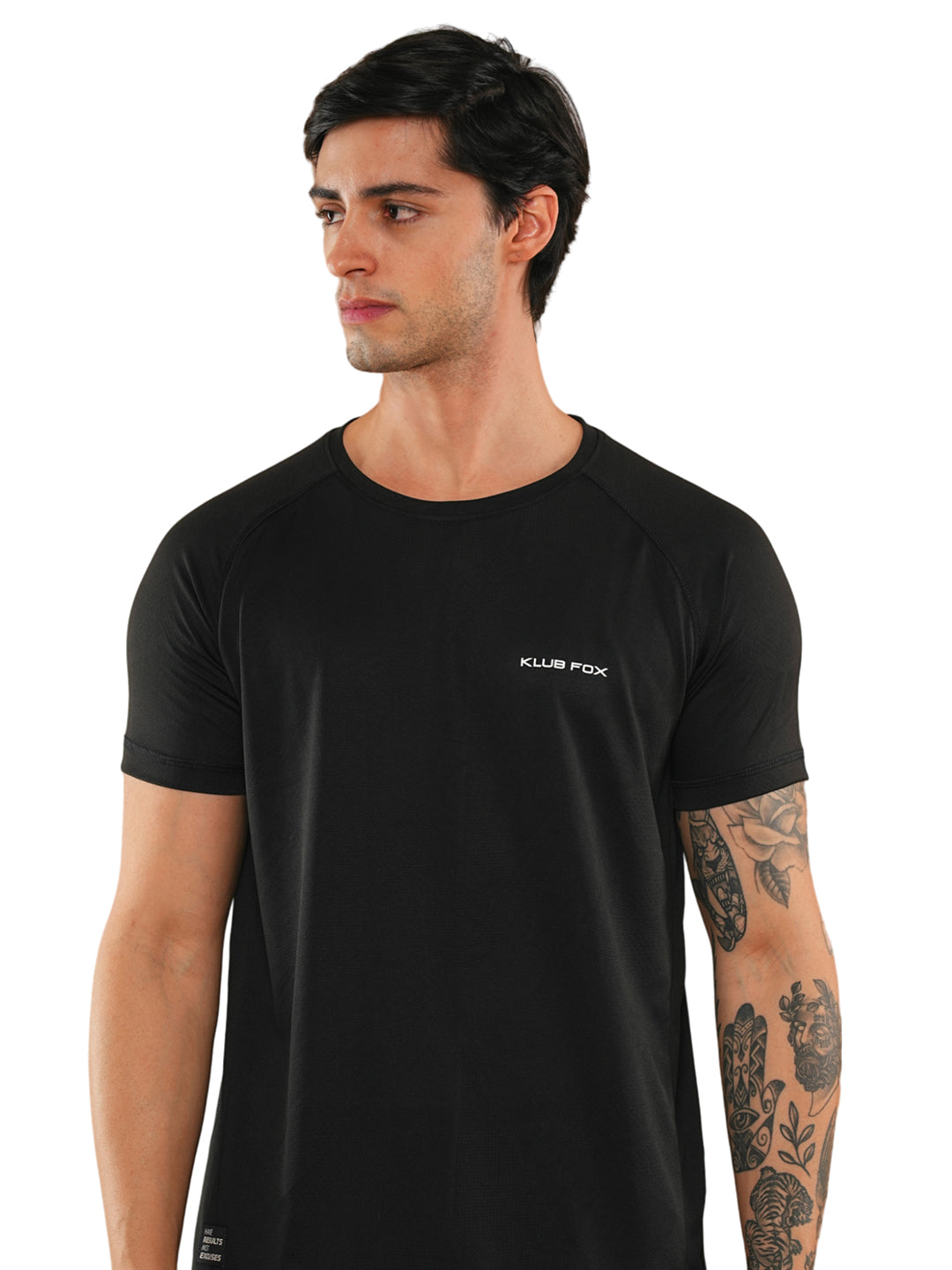 Black Solid Round Regular H/S T-Shirt