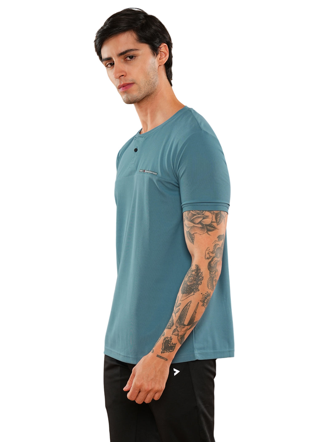 Teal Solid Round Regular H/S T-Shirt