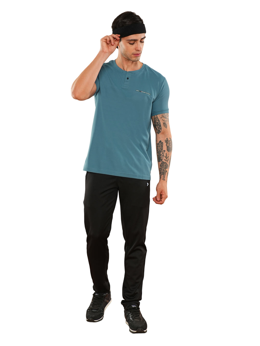 Teal Solid Round Regular H/S T-Shirt