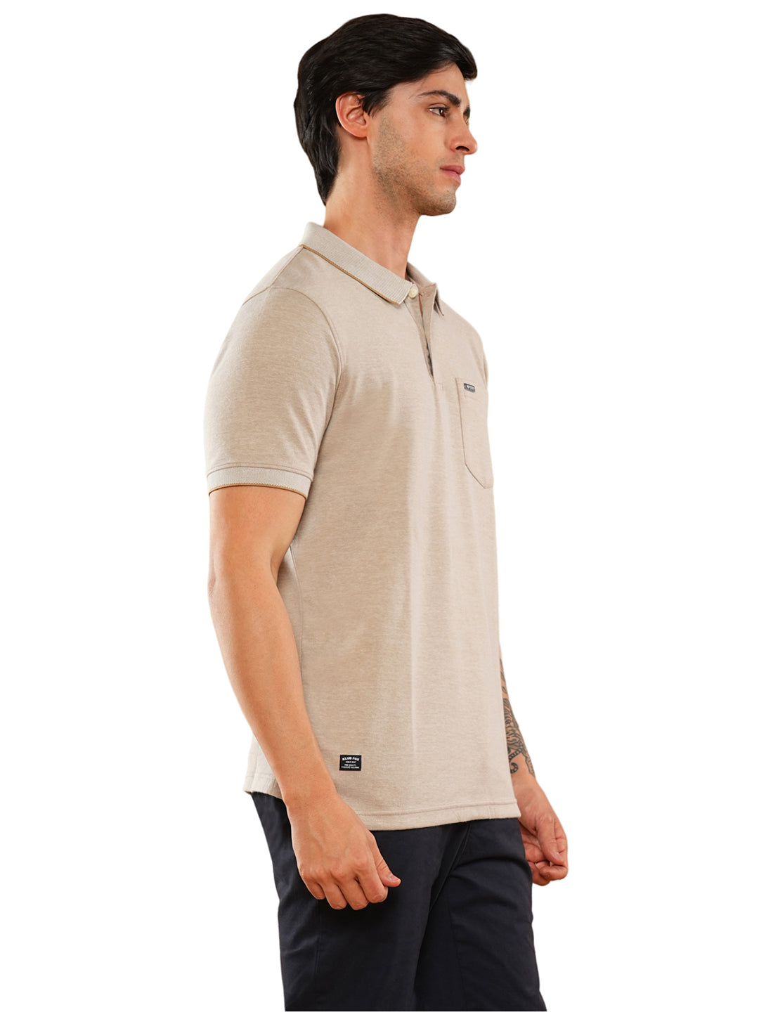 Beige Solid Polo T-Shirt