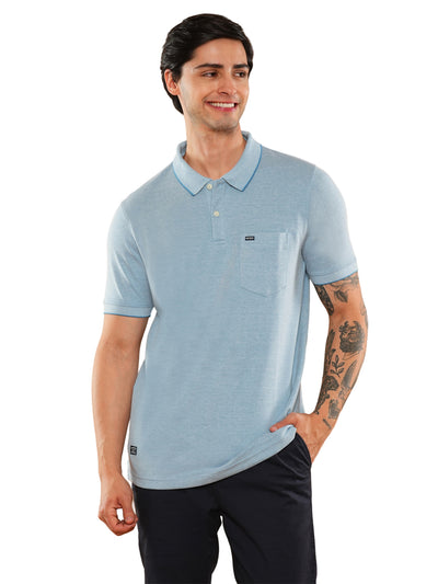 Blue Solid Polo T-Shirt