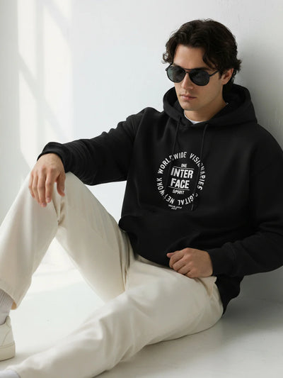 Black Printed Hoodie Sweatshirt