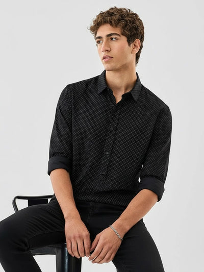 Black Printed Partywear Shirt