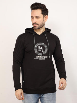 Black Printed Hoodie Sweatshirt