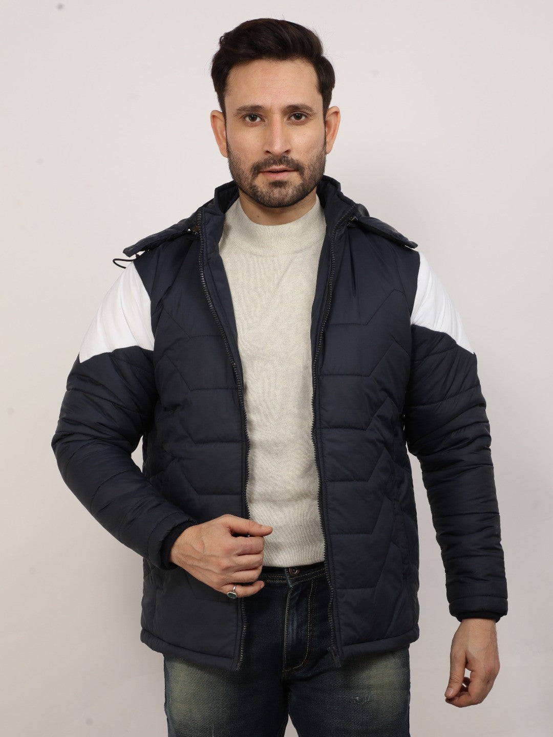 Navy Solid Hood Jacket