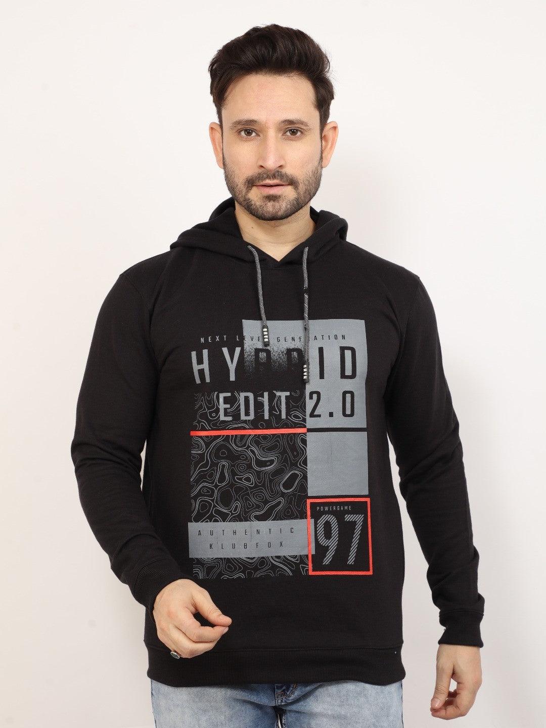 Black Printed Hooded Sweatshirt