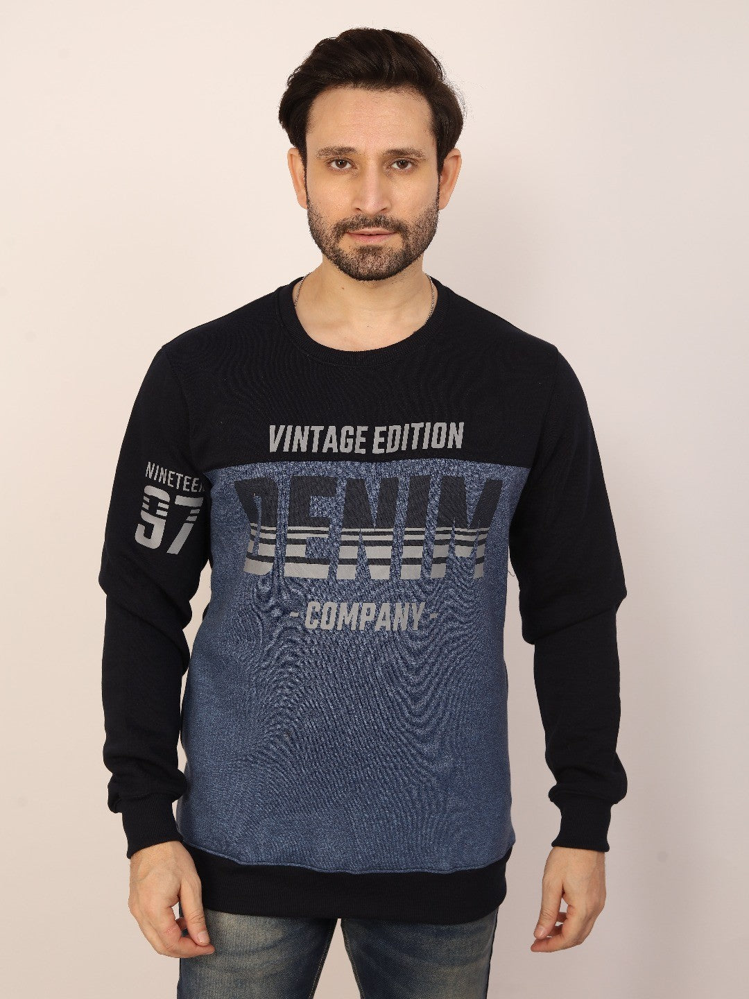 Navy Printed Sweatshirt